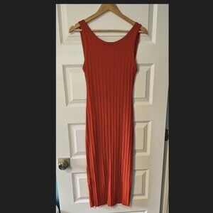 Enza Costa Rib Knit Low Back Dress in Orange